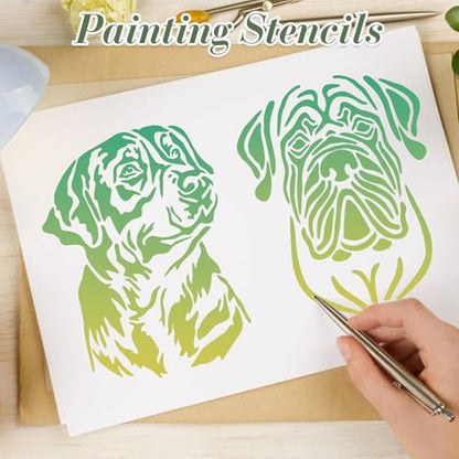 Dog Animal Stencils for Crafts Reusable 9Pcs Stencils(5.9X7.8 Inch) - color: Dog