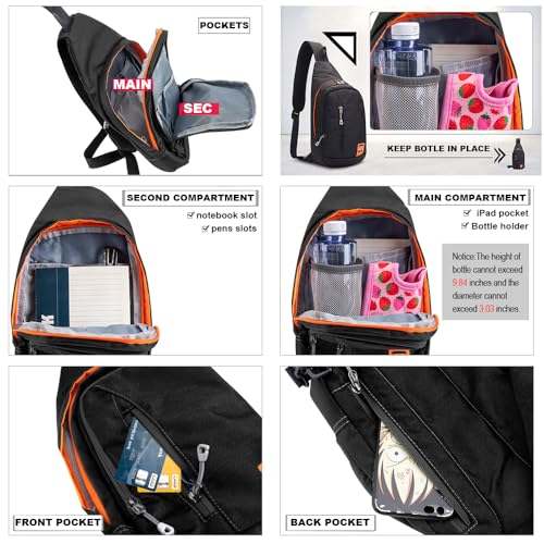 Peicees Small Sling Backpack Waterproof Unisex Shoulder Bag Chest Crossbody Daypack - color: 2_rose Red, size: Small