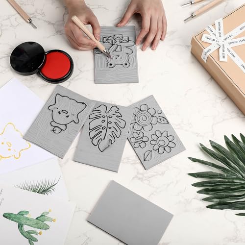 Frienda 30 Pcs 4" x 6" Rubber Linoleum Block for Printmaking, Grey - color: Grey