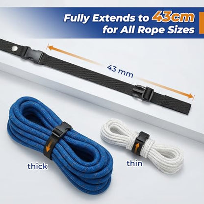 Boat Fender Line Holder,Adjustable Straps (Fully Extends to 43cm),Fits Rails up to 2",Durable Plastic Snap,Heavy-Duty Nylon Strap,UP to 20LB Load,FIt for Ropes,Cords,Dock Lines,Mooring Lines - size: 4PC