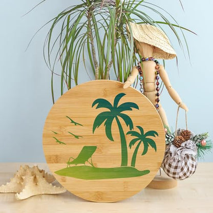 Keluna Palm Tree Stencils for Painting - 9 Pcs Large Reusable Beach Summer Holiday Stencils for Painting on Wood, Wood Burning Template - style: beach