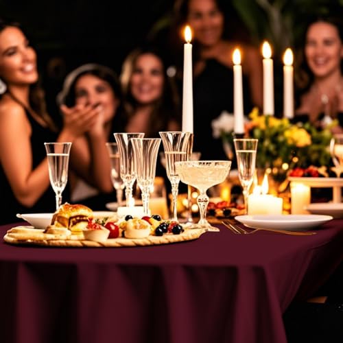 54IN X 160FT Plastic Table Cover Roll with Cutter Box, Cut to Size Plastic Table Cloths for Parties, Birthday, (Burgundy, 54"x1920") - color: Burgundy, size: 1920" x 54" (Rectangular)