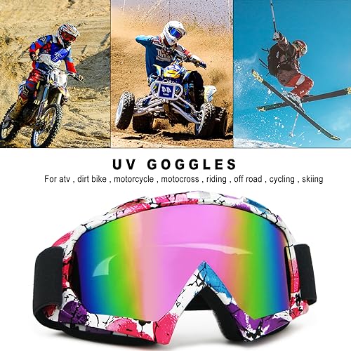 Dirt Bike Goggles Motorcycle ATV Glass Riding Four Wheeler Offroad Mx Racing Helmet Goggles - color: Pink Frame+color Pink Lens
