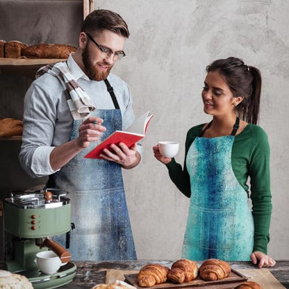 Britimes Apron with Pockets, 32x28 inch, 2 Pack, Teal Blue - color: Teal Blue