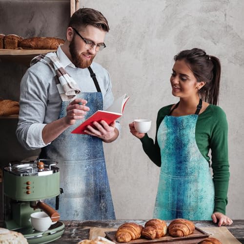 Britimes Apron with Pockets, 32x28 inch, 2 Pack, Teal Blue - color: Teal Blue