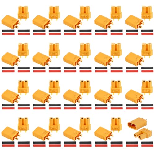 Frienda 20 Pairs XT30 Connectors Male Female, Gold Plated RC Lipo Battery