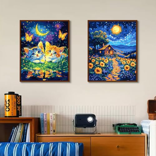 Yunnuo Cat Paint by Numbers Kit for Adults, 16X20 in - color: A-002-two cats