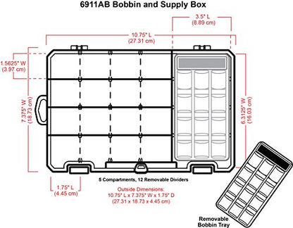 ArtBin 6911AB Sew-Lutions Bobbin/Supply Box Sewing Organizer, [1] Plastic Storage Case, Clear - size: Small - Single Pack, style: Bobbin Supply Box