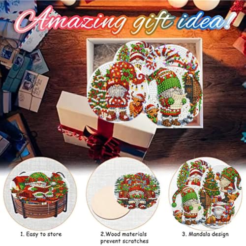 8 Pack Diamond Art Coasters,Christmas Gnome Diamond Painting Coasters Kits - color: Christmas Gnome Coasters