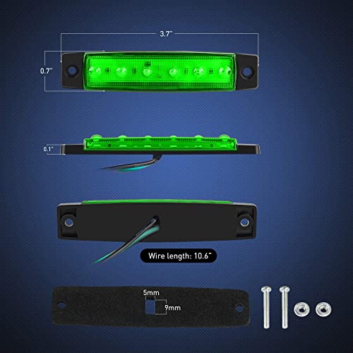 Nilight Side Marker Light 10PCS 3.8" Red Green 6LED Indicator Lights - color: 3.8" Red Green 10Pcs