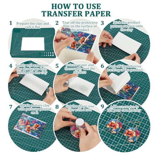 OLYCRAFT 24Pcs 4 Styles Stained Glass Clay Transfer Paper for Polymer - style: Stained glass