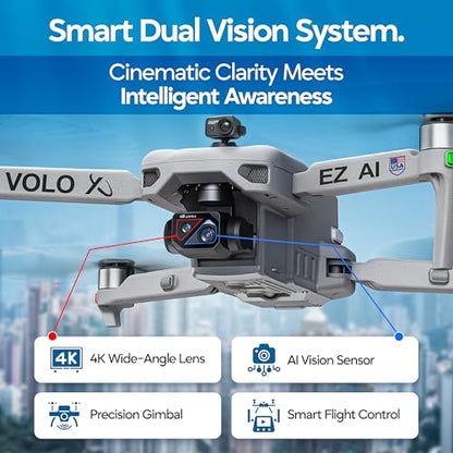 DCX Volo X EZ AI Drone - Drones with 4K Camera & 360° Obstacle Avoidance