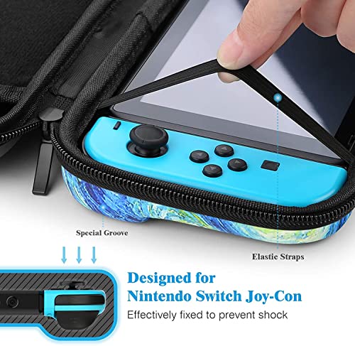 HEYSTOP Switch Carrying Case with Screen Protector, 9 in 1 Accessories Kit and 6 Pcs Thumb Grip, Protective Case