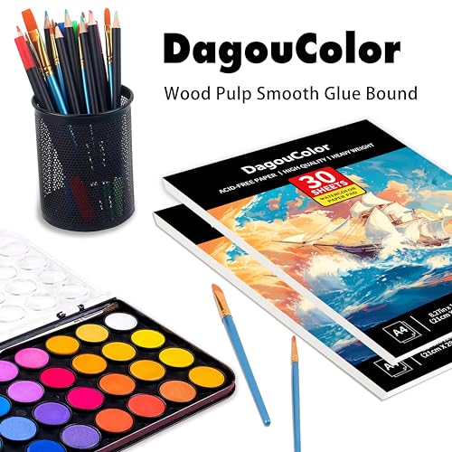 DagouColor Watercolor Paper Pad, 30 Sheets - Boat Yellow, A4, 2 Pack - color: Boat Yellow