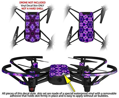 Skin Decal Wrap 2 Pack Compatible with DJI Ryze Tello Abstract Floral Purple Drone NOT Included