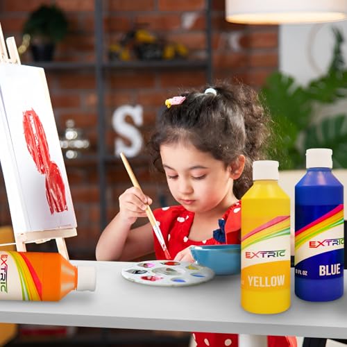 EXTRIC Washable Paint for Kids 6 PK x 8oz Bottles Tempera Finger Paints