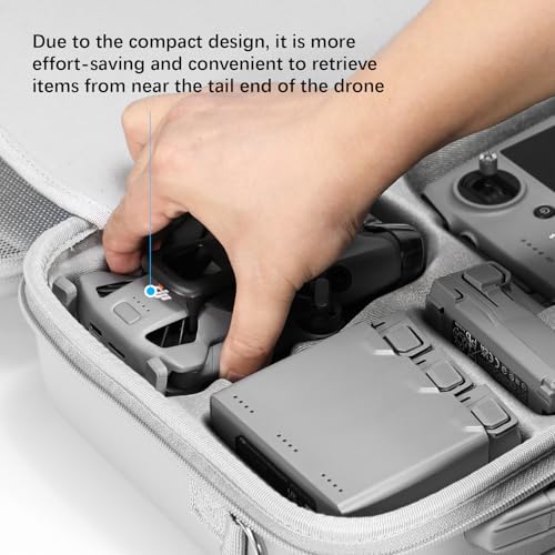 FPVtosky Hard Carrying Case for DJI Mini 5 Pro Drone & RC 2 Controller - Custom Compartments for Fly More Combo, Waterproof PU Leather Travel Bag [CASE ONLY]