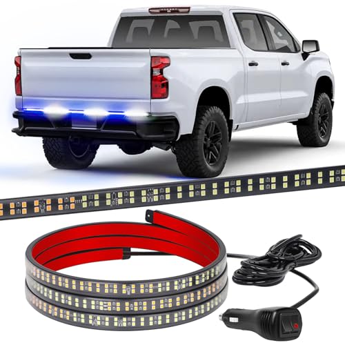 XRIDONSEN 48 inch Blue White Emergency Lights Strip Tailgate Strobe Lights - color: Blue/White