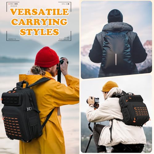 HAMBOLY Professional Camera Bag Backpack for DSLR, SLR & Mirrorless - color: Black + Orange