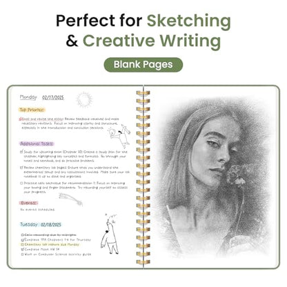 Taja Blank Spiral Notebook for Work, 5.7"x7.9" Spiral Plain Sketch Notebook - color: A-Green, style: d-Blank