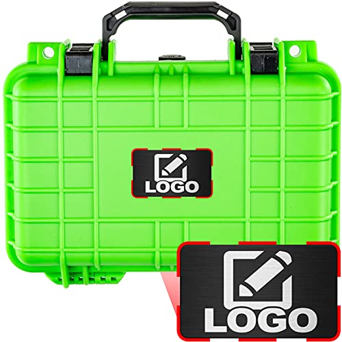 Eylar Protective Gear and Camera Hard Case with Custom Logo Plate Waterproof Dry Box with Foam 11.6 Inch 8.3 Inch 3.8 Inch (Neon Green) - color: Neon Green