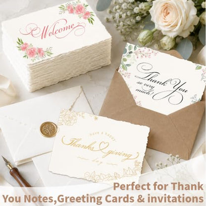 200 Sheets White Watercolor Paper 5x7 Inch Cotton Handmade Deckled Edge - color: White, size: 5x7in