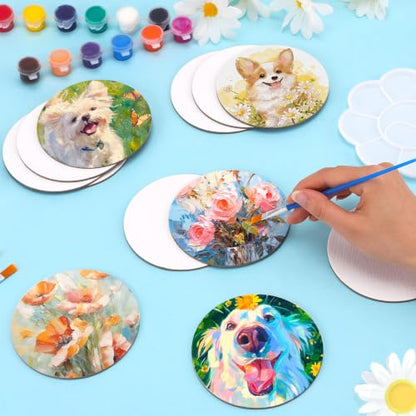 ESRICH 40Pack 4x4IN Round Mini Canvas Magnets, Small Magnetic Paint Canvas - size: 4 x 4 in (40 Pack)