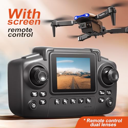 E99max Drone with Screen Controller, Black Carrying Case, 2Batteries - color: Black - 2 batteries