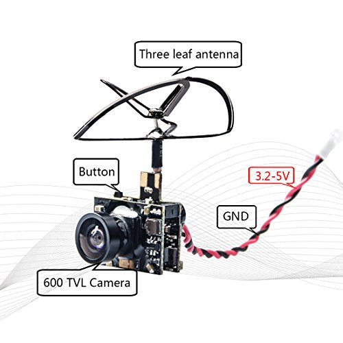 WT02 600TVL Ultra Micro AIO Camera and 200mW 5.8GHz Video Transmitter with Clover Antenna for FPV Indoor Racing