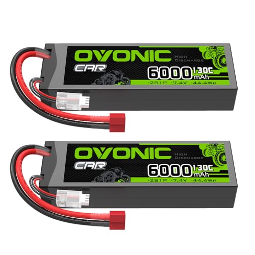 OVONIC 2S LiPo Battery 6000mAh 7.4V 130C RC Battery with Dean-Style T Connector
