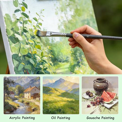 Paint Brushes Set, 18 Pcs, with Bag, for Acrylic and Oil, Black