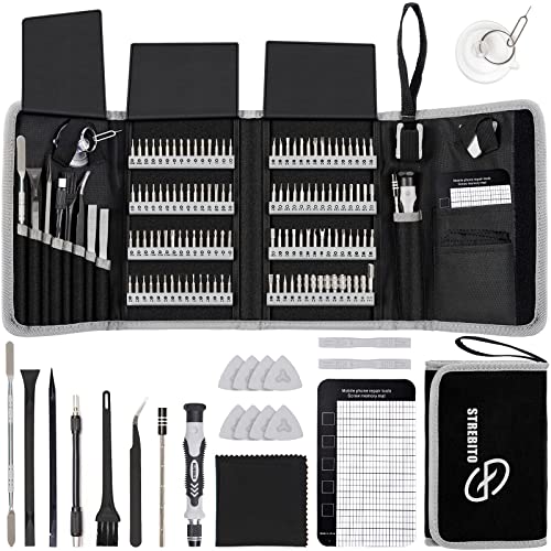 STREBITO Precision Screwdriver Set 142-Piece Computer Tool Kit Magnetic Screwdriver Set Laptop Screwdriver Kit Electronic Repair Kit Tech Toolkit for PC, Phone, Macbook, Nintendo, PS4, Xbox Controller - color: Grey