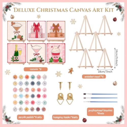 YooNotee 6 Pack Christmas Paint by Numbers Kit - style: Pastel