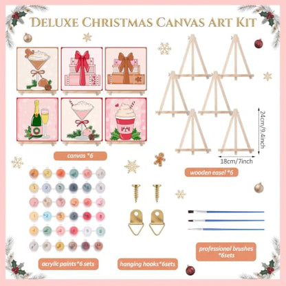 YooNotee 6 Pack Christmas Paint by Numbers Kit - style: Pastel