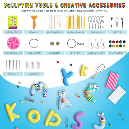 Cyajm 60 Colors Oven Bake Clay Kit, Individually Wrapped - color: 60 Colors
