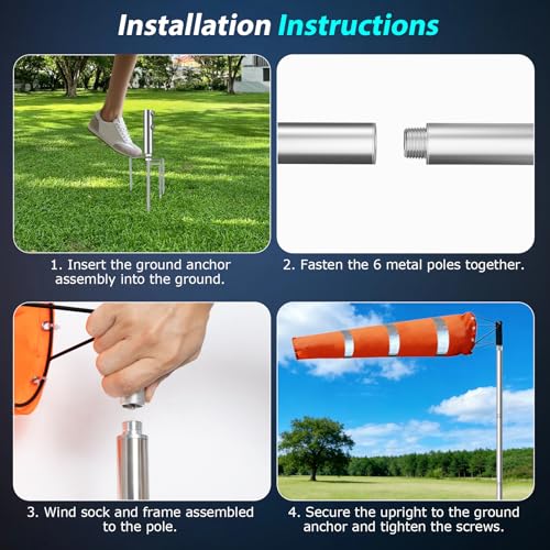 Airport Windsock Pole Kit, 8 in x 36 in Aviation Grade Wind Sock Pole Kit