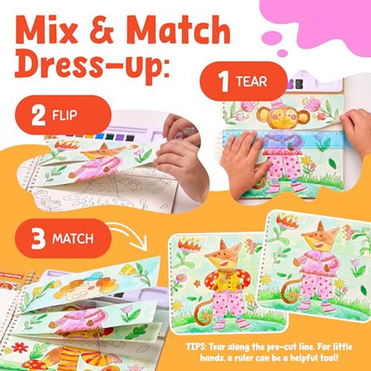 JoyCat Mix & Match Paint with Water Coloring Books with Stickers (Animals) - style: Animals