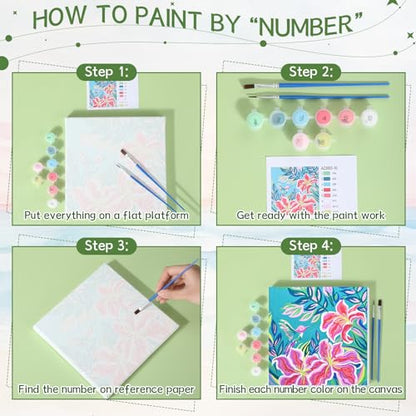 Nezyo 12 Sets Paint by Numbers with Frame for Adults, DIY Acrylic 8x8in - style: Landscape