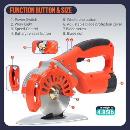 VLOXO Cordless Electric Rotary Scissors Power Fabric Cutter with 2 Battery