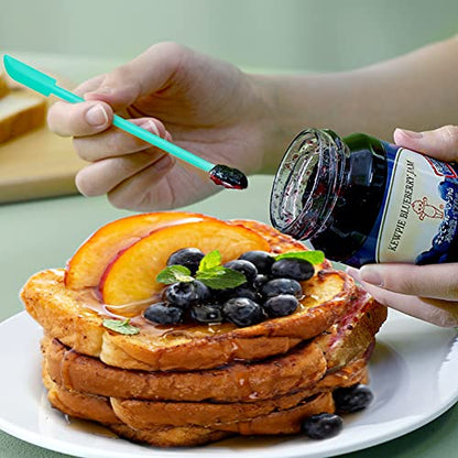 Silicone Spatula Set 6Pcs, Mini Jar Scraper for Makeup & Food - color: Blue and purple
