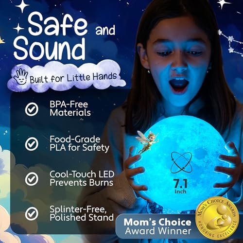 Mind-Glowing 3D Moon Lamp, 16 Colors, Touch/Remote Control (7.1 inch) - color: Moon, size: 7.1 Inch