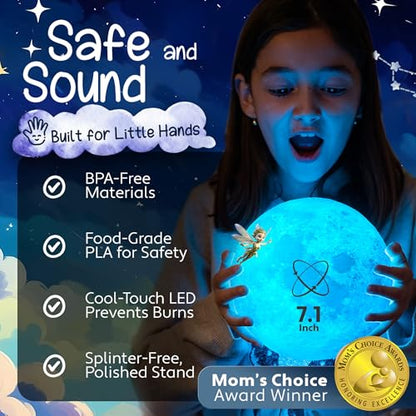 Mind-Glowing 3D Moon Lamp, 16 Colors, Touch/Remote Control (7.1 inch) - color: Moon, size: 7.1 Inch