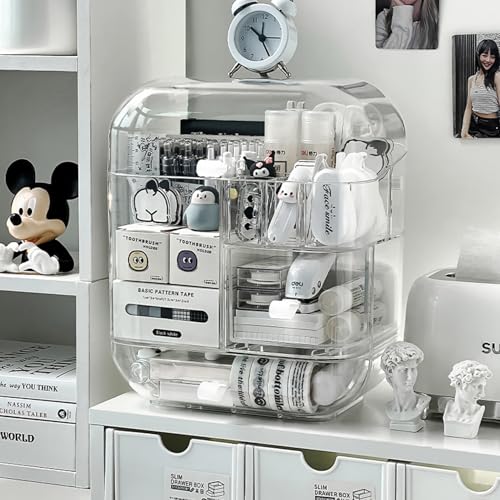 Clear Acrylic Pen Organizer, Desktop Storage Box with Multiple Compartments, Makeup Brush Storage Organizer for Office School Home Supplies