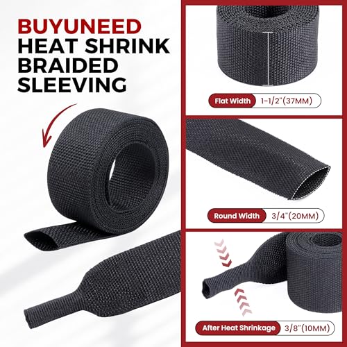 2:1 Ratio Heat Shrinkable Braided Wiring Sleeving 3/4" ID-30ft - size: 3/4inch-30ft, style: 30ft