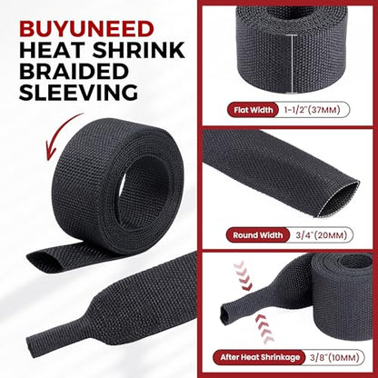 2:1 Ratio Heat Shrinkable Braided Wiring Sleeving 3/4" ID-30ft - size: 3/4inch-30ft, style: 30ft