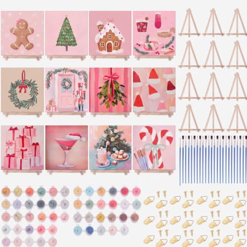 YooNotee 12 Pack Christmas Paint by Numbers Kit - style: Girly