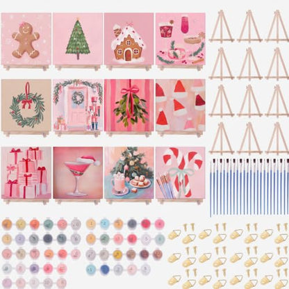 YooNotee 12 Pack Christmas Paint by Numbers Kit - style: Girly