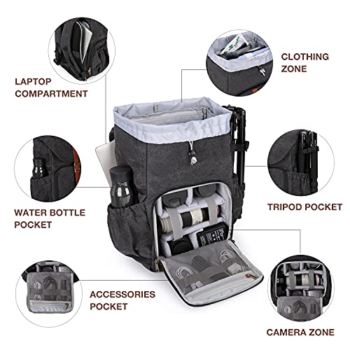 BAGSMART Camera Backpack DSLR Camera Bag Backpacks for Photographers - color: B-black[single Buckle]