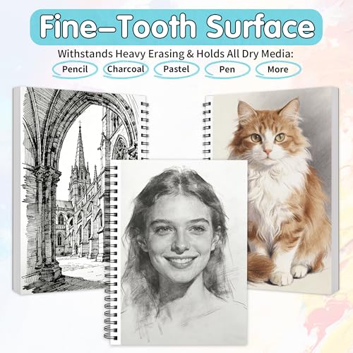 FIXSMITH 9"X12" Sketch Book, 100 Sheets, 68 lb/100gsm Sketchbook, Blue - color: Blue, size: 9"x12"-1 Pack