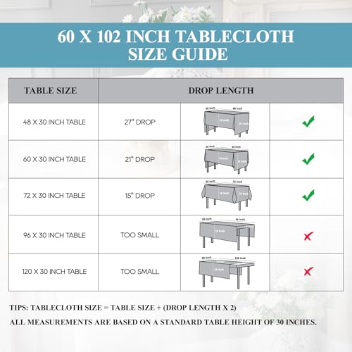 VidaFete Everyday Series Rectangle Tablecloth 60" x 102" 6 Pack White - color: White, size: 102" x 60" (6 Pack)